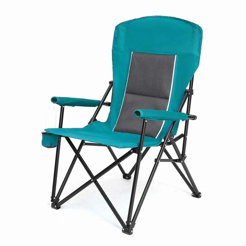 Outdoor Camping Chair, Portable Folding Lounge Moon Chair With Armrests, Drink Holder & Backrest For Outdoor Fishing Camping Trekker Essentials