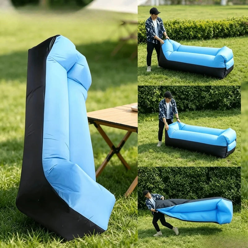 Portable Waterproof Inflatable Lounge Chair With Pillow, Quick Setup Air Sofa With Storage Bag For Camping Beach Festival Trekker Essentials
