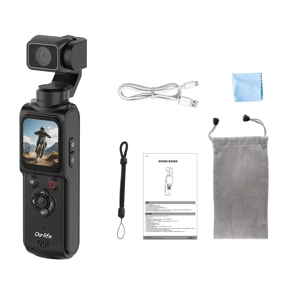 ANSVICAM 4K Wifi Pocket Vlogging Camera 330° Auto Rotatable Touch Screen Sports DV Bodycam Face Tracking Portable Action Cameras Trekker Essentials