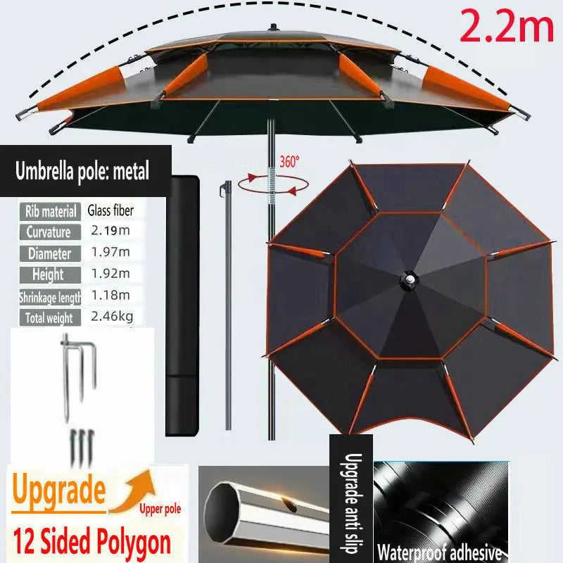 Fishing Umbrella Outdoor Sunshade Protector Thickened Version Beach Camping Backyard Large Parasol Waterproof Outdoor Umbrella Trekker Essentials