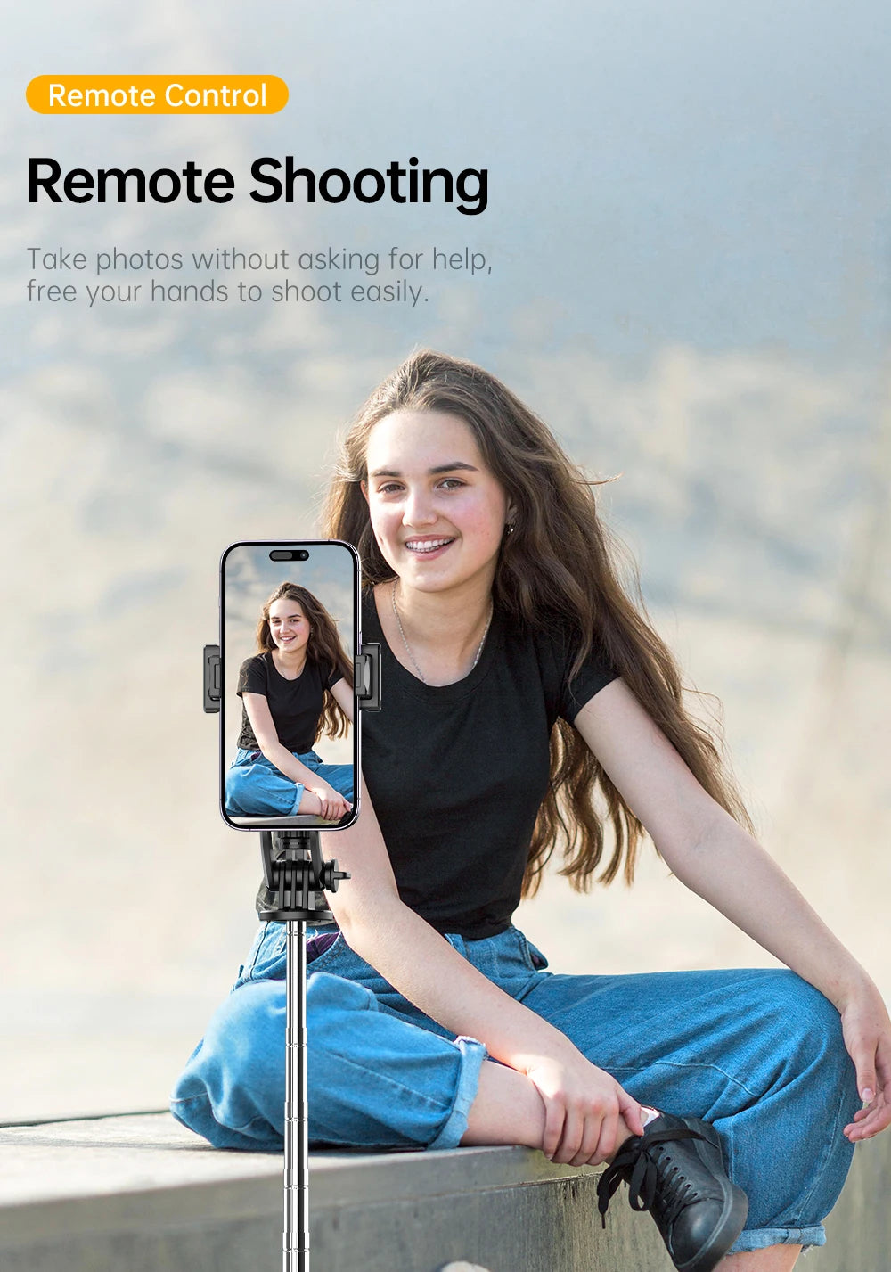 Portable Selfie Stick Tripod with Bluetooth Remote & 360° Phone Holder