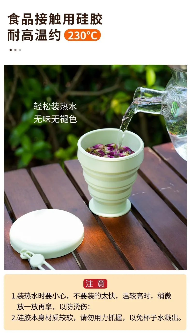 Vaso de viaje plegable: botella de agua de silicona portátil y plegable para camping, senderismo y aventuras al aire libre.