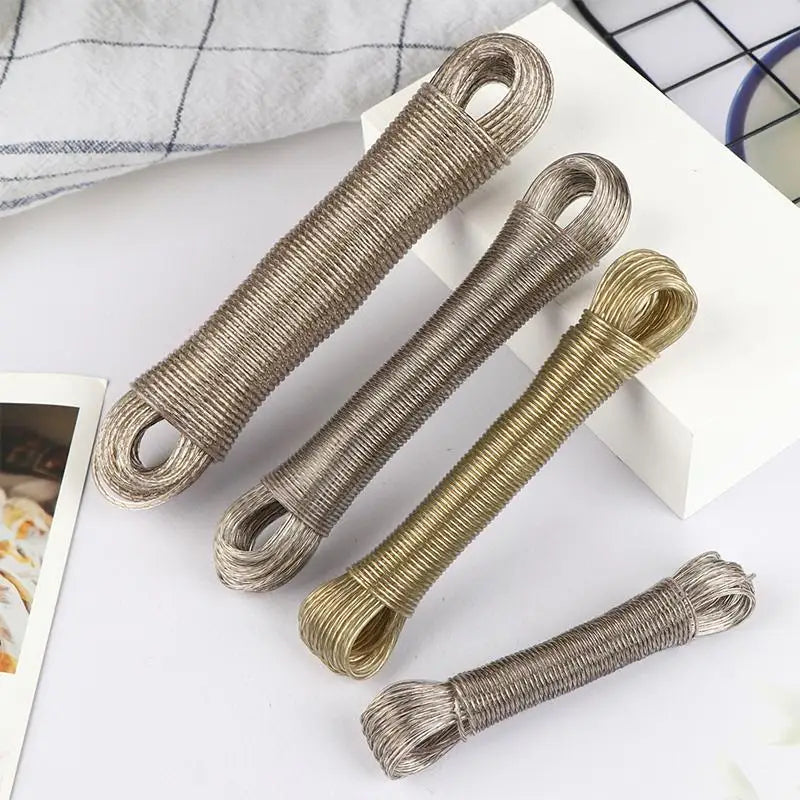 10/20/30/50M PVC Coating Steel Clothesline Outdoor Portable Clothesline Garden Camping Travel Clothes Drying Rope Trekker Essentials