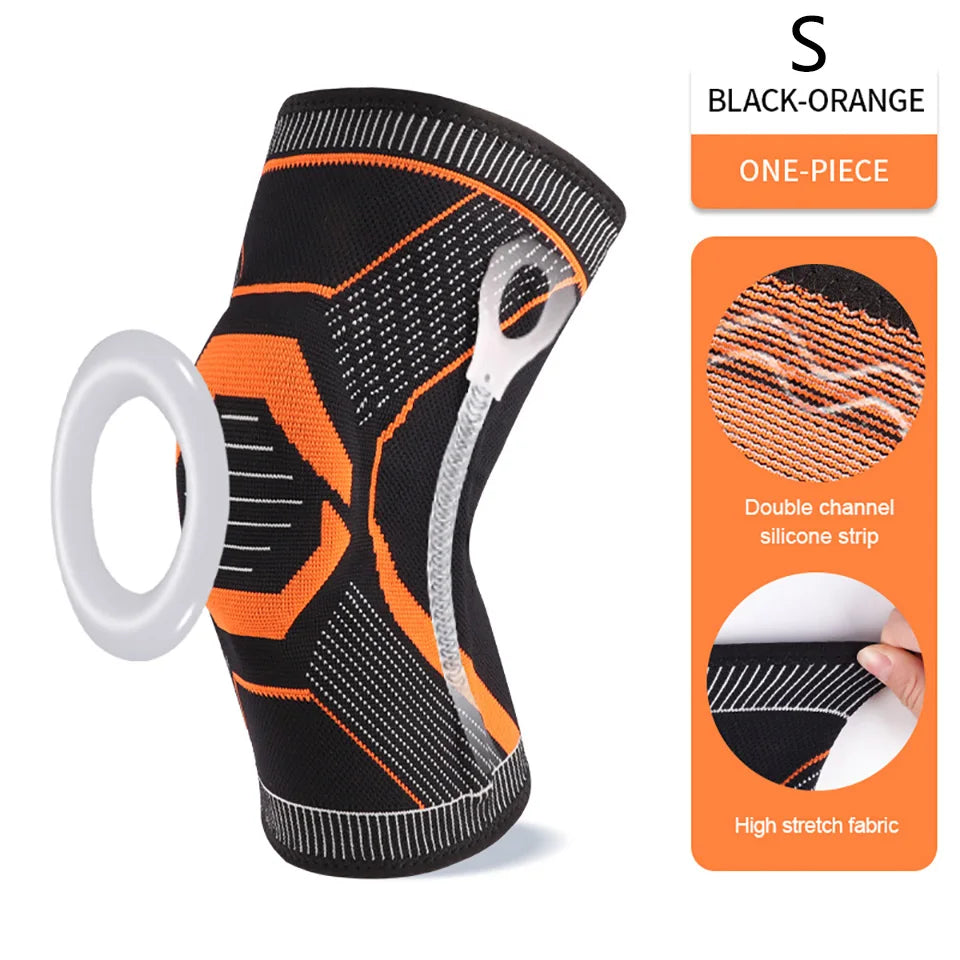 1Pcs Sports Knee Pads Silicone Spring Anti-slip Knee Support Keep Warm Outdoor Sports Skipping Cycling Hiking Mountain Climbing Trekker Essentials