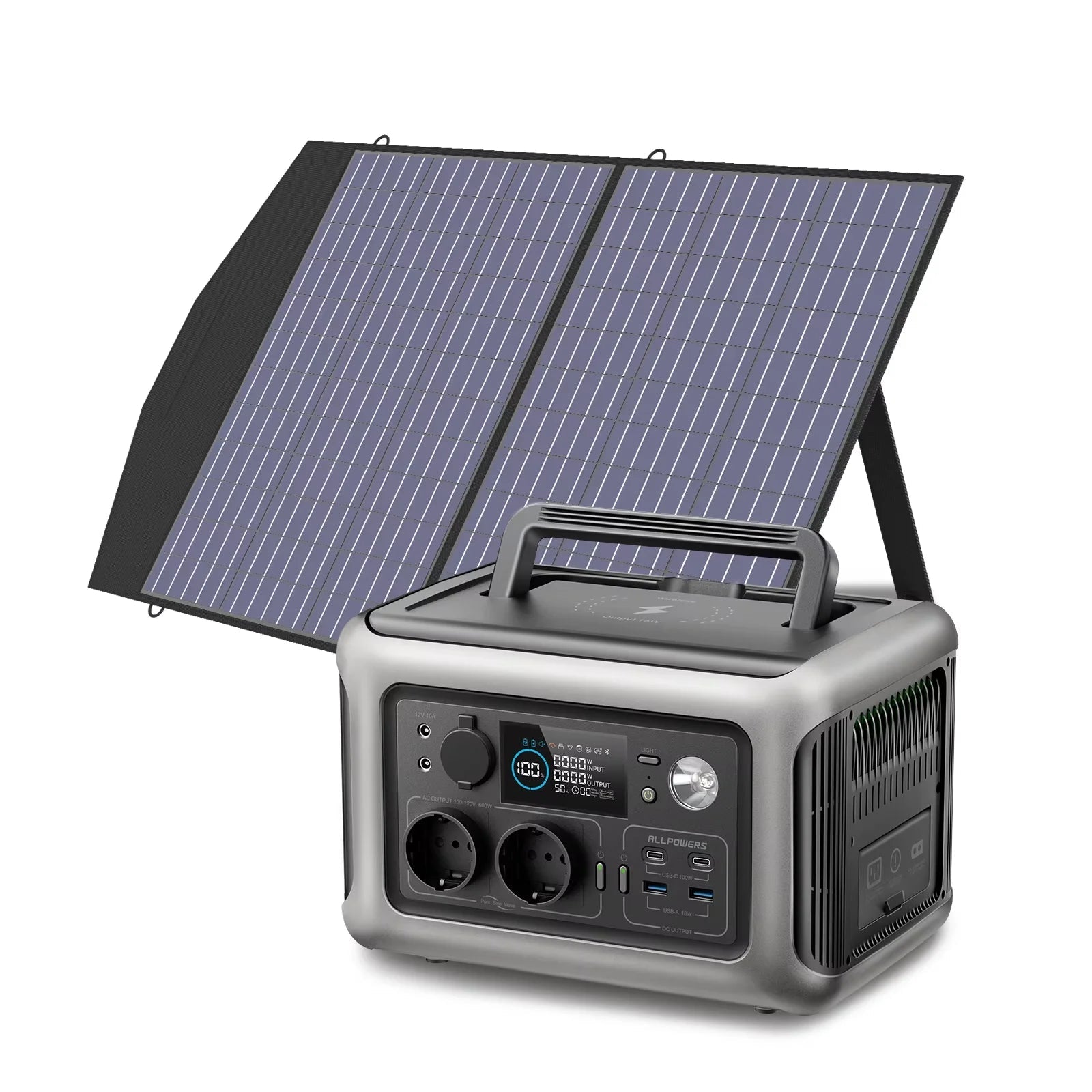 ALLPOWERS R600 Portable Power Station 600W 299Wh LiFePO4 Solar Generator UPS Battery Backup MPPT & 100W Solar panel for Camping Trekker Essentials