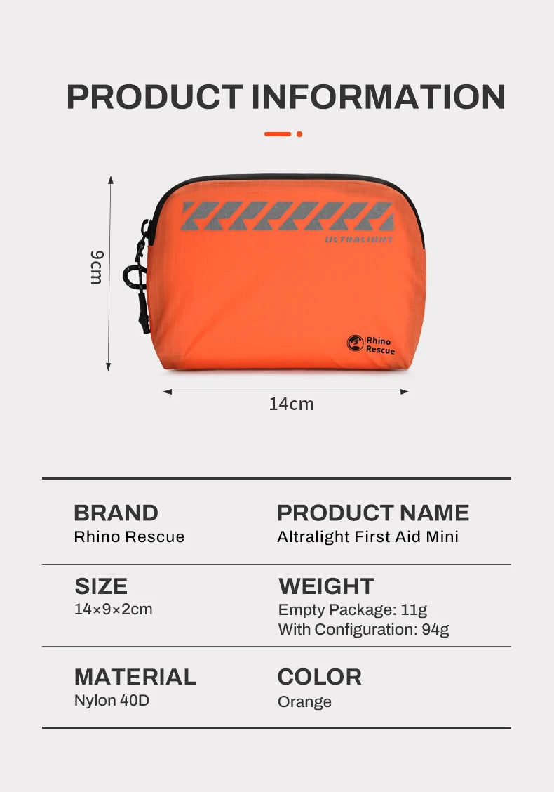 RHINO RESCUE Portable First Aid Kit – Lightweight Waterproof Emergency Kit for Hiking, Travel & Outdoor Use Trekker Essentials