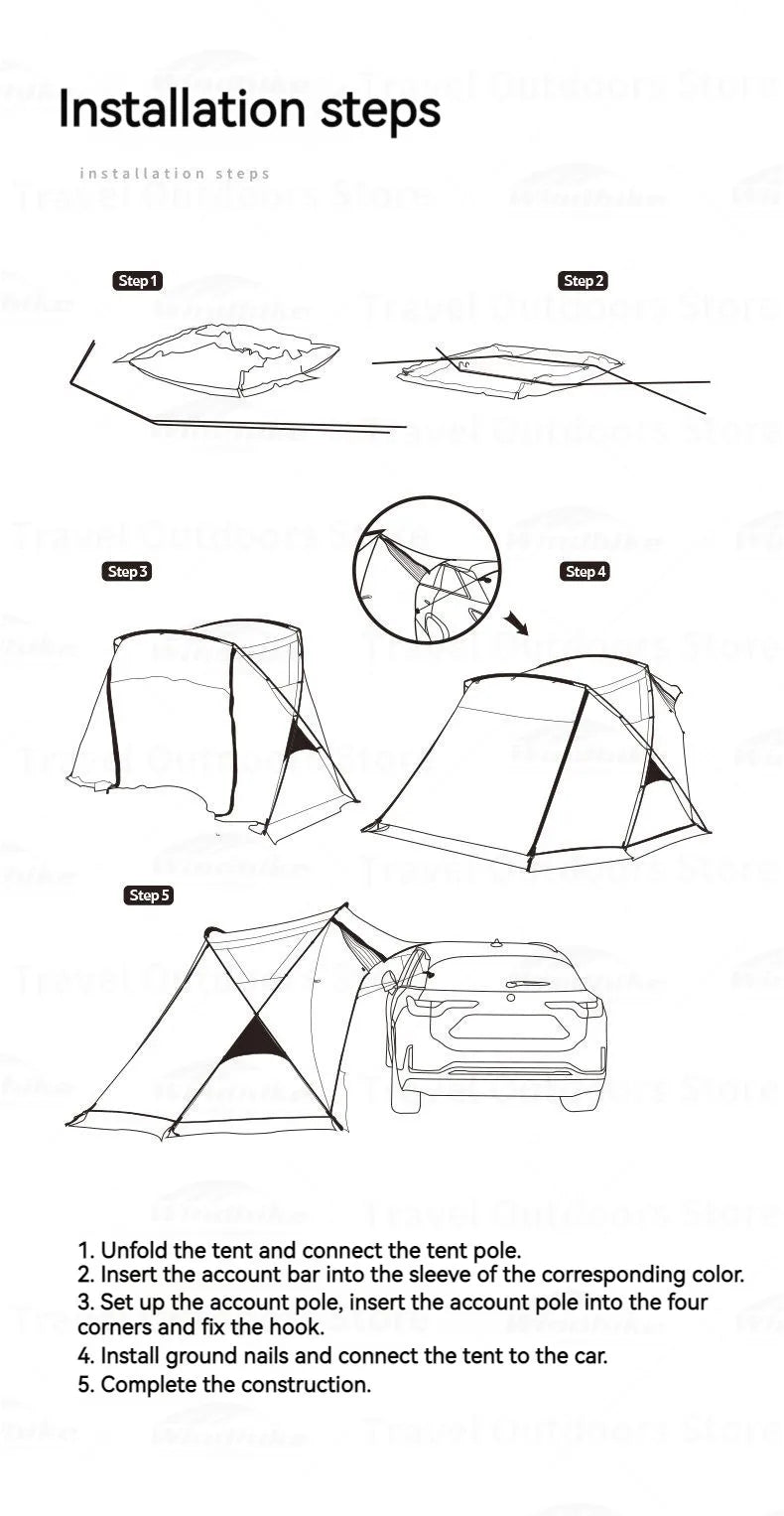 Tienda de campaña lateral Naturehike para coche: toldo todoterreno para camping y glamping