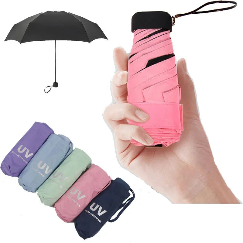 Mini Pocket Folding Umbrella – Fashionable, Windproof & UV Protection for Travel