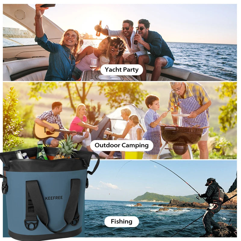 2026 Waterproof Cooler Bag Outdoor Large Capacity Picnic Camping Fishing Ice Bag Portable Thermal Insulation Cold TPU Picnic Bag Trekker Essentials