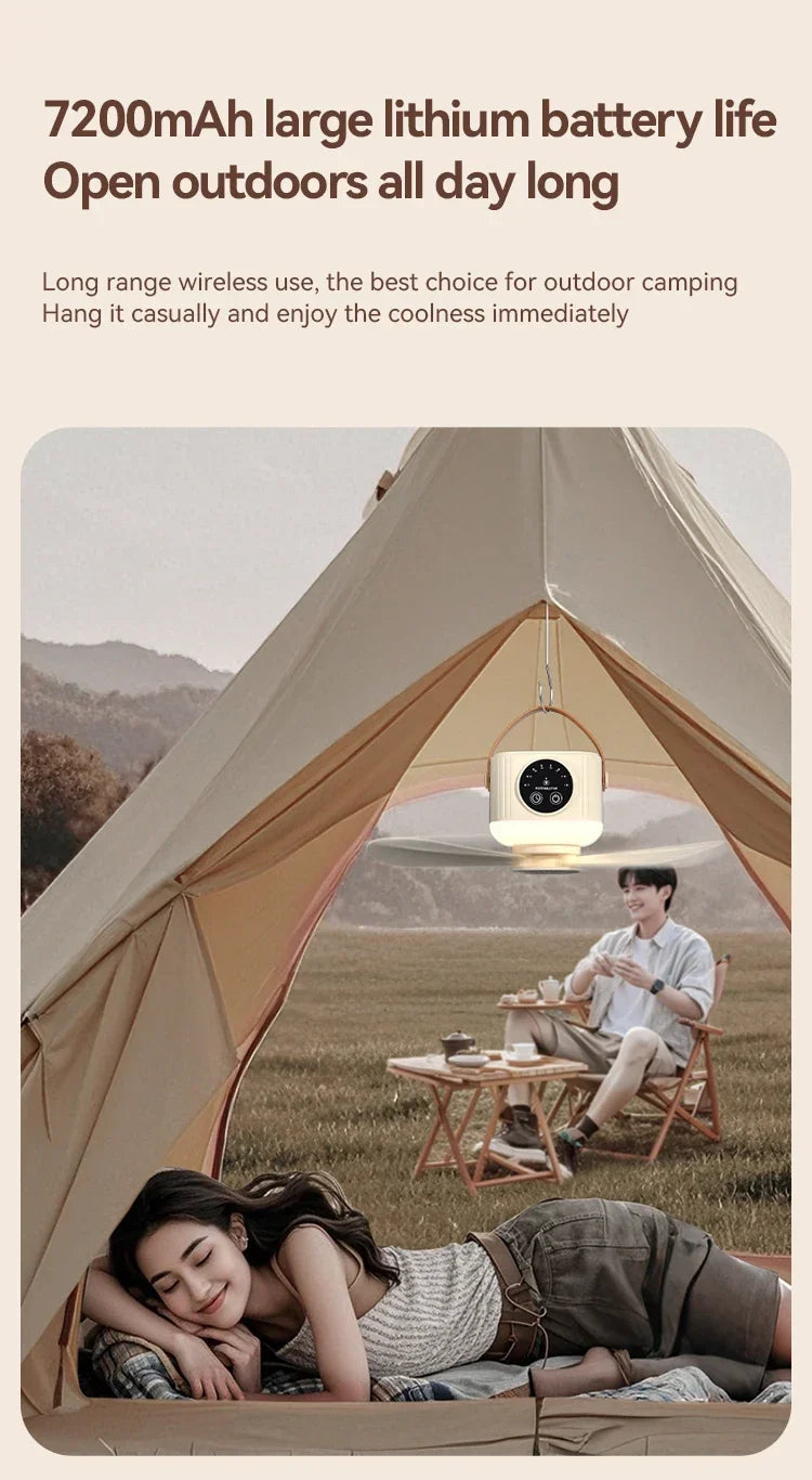 2026 New Portable Rechargeable Ceiling Fan Wireless USB Hanging Fan for Student Dorm Bed Outdoor Camping