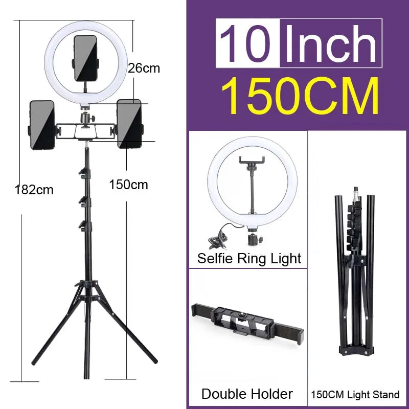 6-14" Professional Ring Light Kit with Tripod – Bi-Color 3200K-5600K LED, USB Powered for Live Streaming, Makeup, TikTok Videos