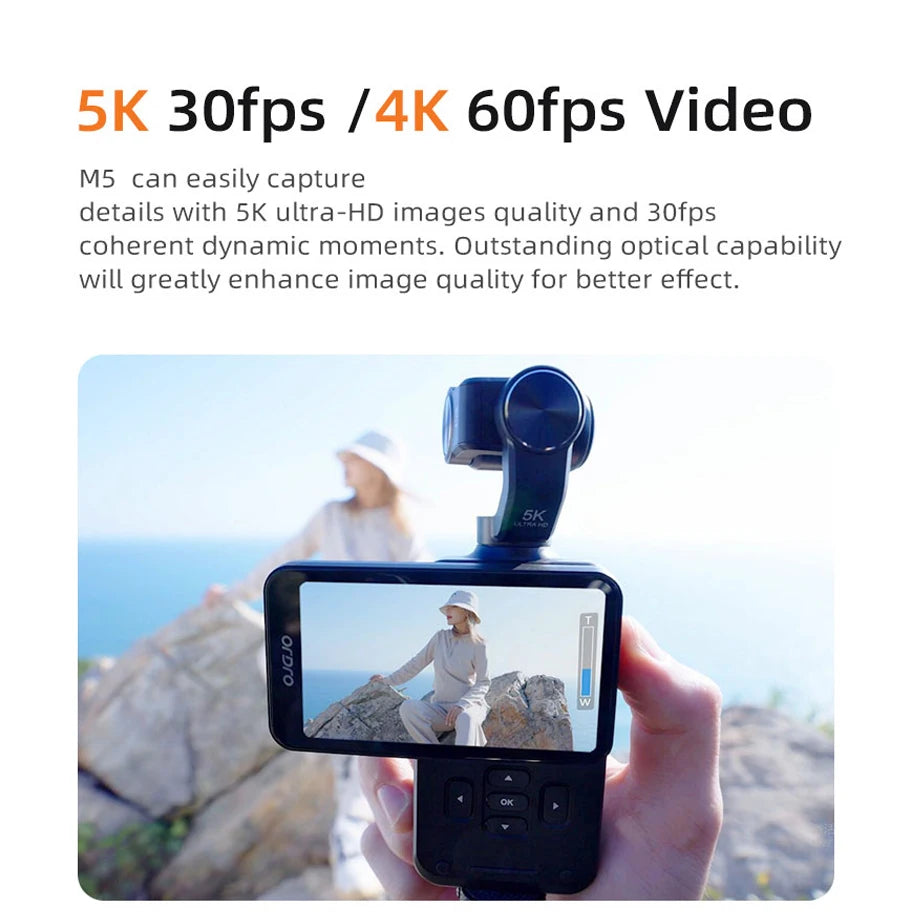 ORDRO M5 Action Camera 4k Handheld Pocket Digital Camcorder 3-axis Gimbal Stabilization IR Night Vision Vlog Videos Camara Trekker Essentials
