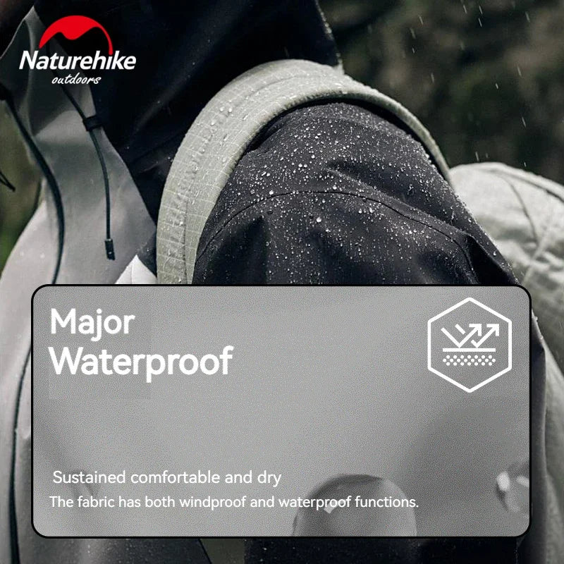 Naturehike Waterproof Hooded Jacket Hiking Hardshell Coat Camping Windbreaker Fishing Raincoat Patchwork Outer Protective Layer Trekker Essentials
