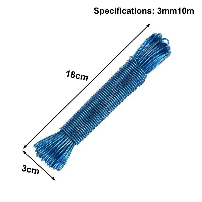 10/20/30/50M PVC Coating Steel Clothesline Outdoor Portable Clothesline Garden Camping Travel Clothes Drying Rope Trekker Essentials
