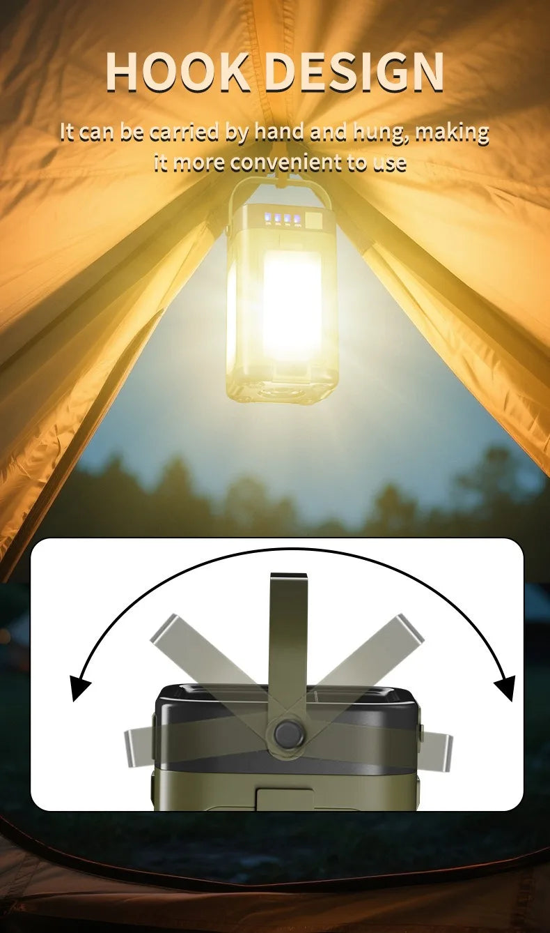 Multifunctional 4-Leaf Foldable Camping Lantern Solar Rechargeable Large Capacity Portable Outdoor Emergency Light Trekker Essentials