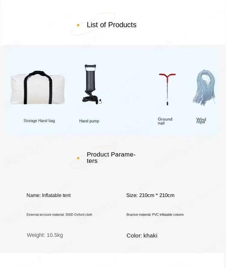 Self-Inflating Air Tent - Instant Setup Waterproof Shelter for 2-4 Campers