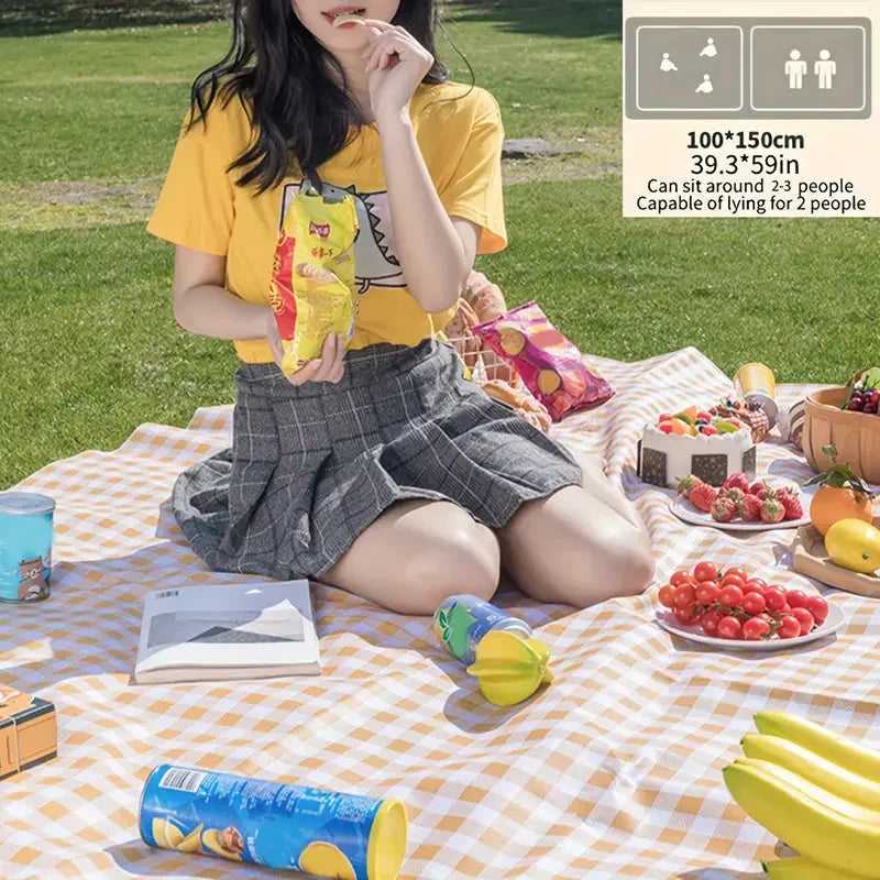 Esterilla de picnic impermeable 3 en 1 para camping, senderismo y playa: manta plegable portátil para exteriores con cierre de seguridad.