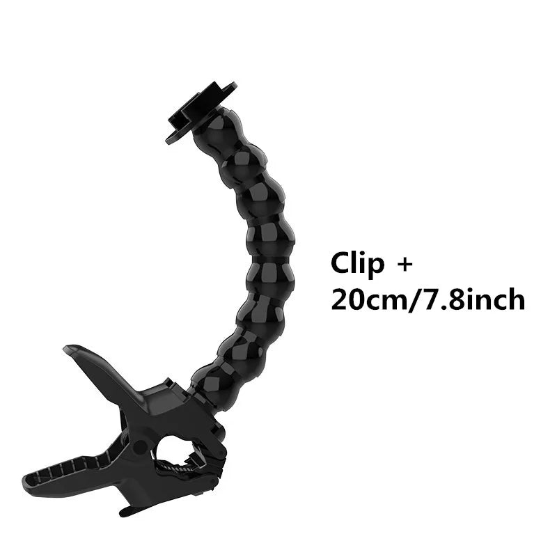 Flex Clamp Arm Mount – Adjustable Gooseneck Clip Bracket for GoPro Hero 12/11/10/9/8/7, DJI & Insta360 Cameras
