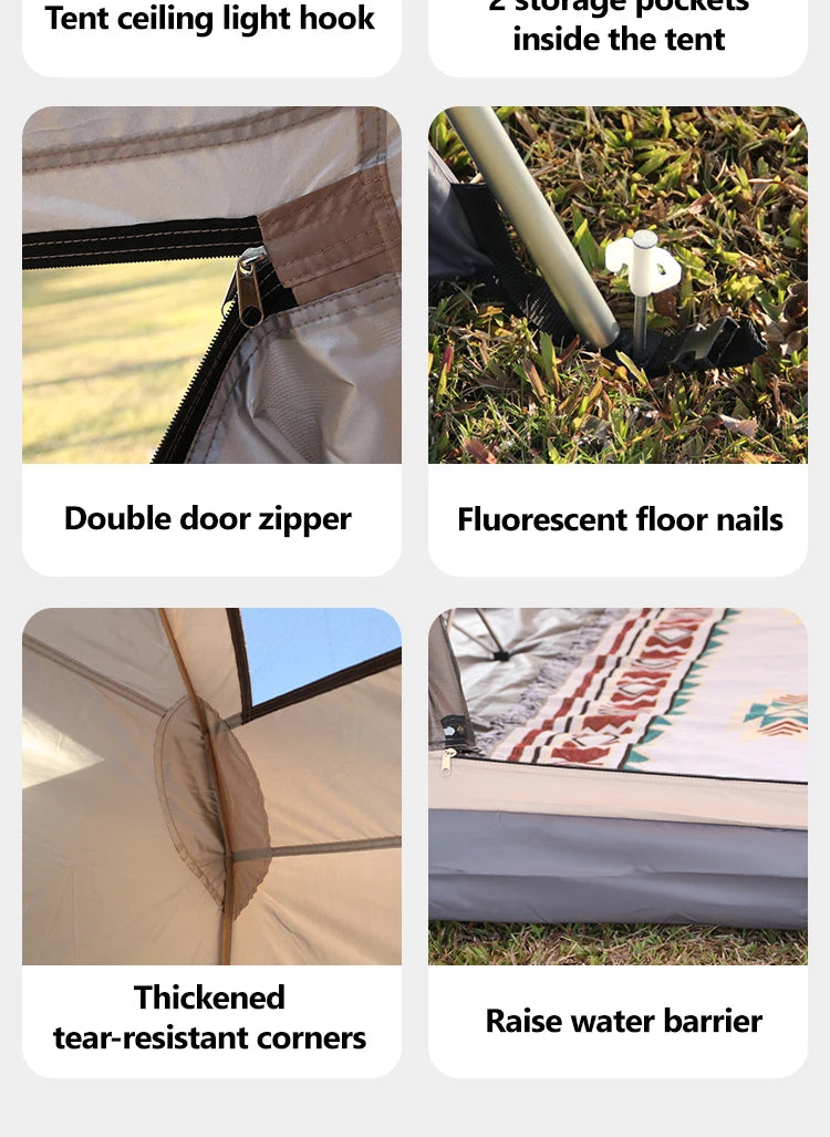 Fully Automatic Quick Open Two-Room Camping Tent – Waterproof 4-8 Person Cabin Tent for Outdoor Overnight Stays