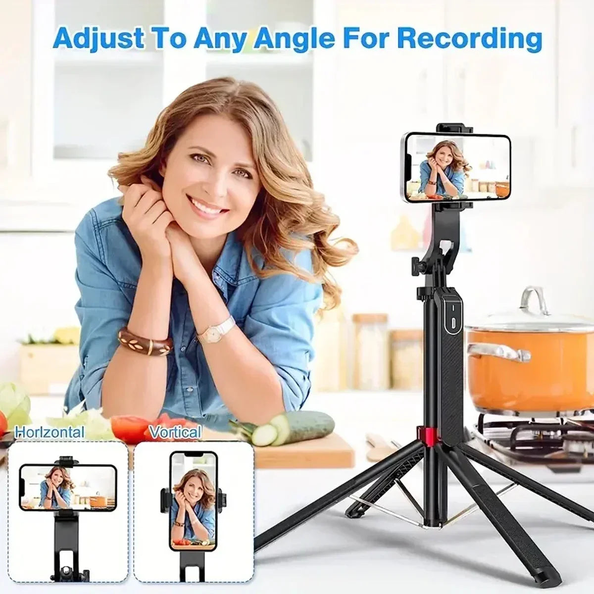 Portable Aluminum Camera Tripod – 360° Rotating Tripod with Wireless Remote for Photography, Video & Live Streaming