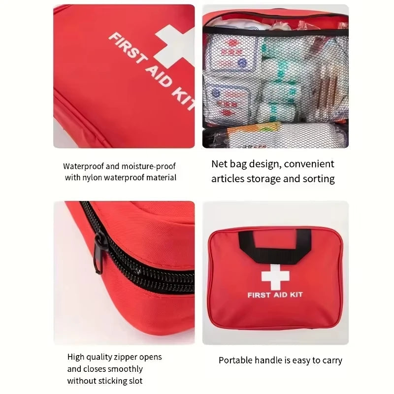 184pcs First Aid Kit, Multi-purpose Emergency Medical Supplies Portable Medical Bag, For Outdoor Hiking, Camping And More Rescue Trekker Essentials