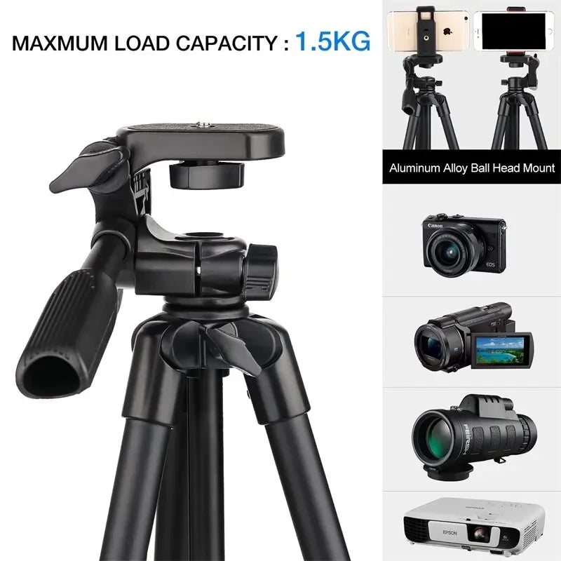 Professional Camera Tripod Stand - 140cm Aluminum with Bluetooth Remote for Phone/DSLR