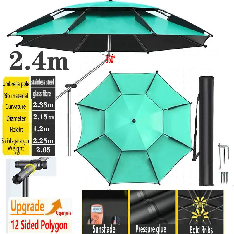 Fishing Umbrella Outdoor Sunshade Protector Thickened Version Beach Camping Backyard Large Parasol Waterproof Outdoor Umbrella Trekker Essentials