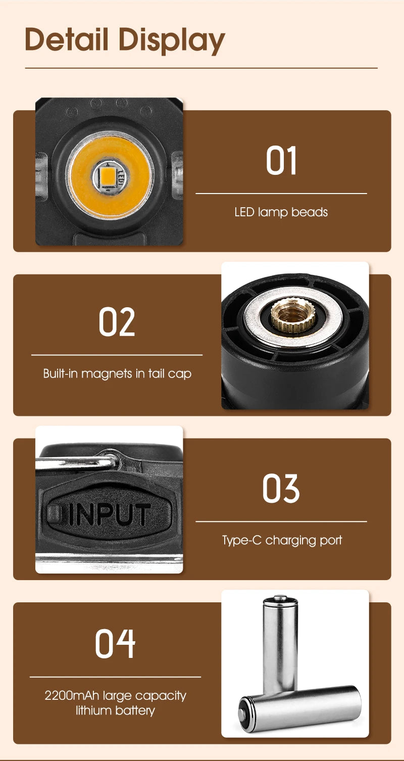 USB-C Rechargeable Camping Light - Magnetic Base LED Lantern with Tripod