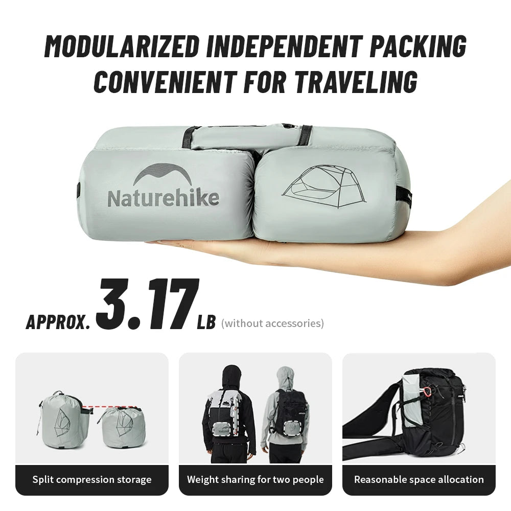 Naturehike Ultralight 2-Person Camping Tent (2025) – Waterproof 4-Season Backpacking Shelter with Aluminum Poles Trekker Essentials
