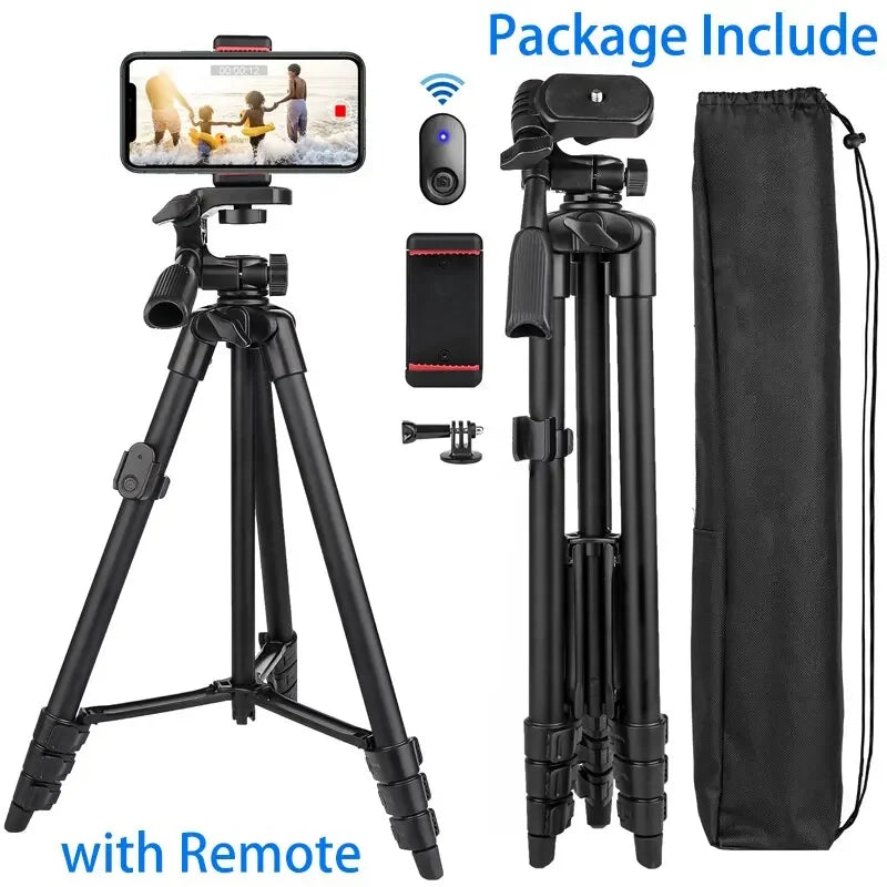 Professional Camera Tripod Stand - 140cm Aluminum with Bluetooth Remote for Phone/DSLR