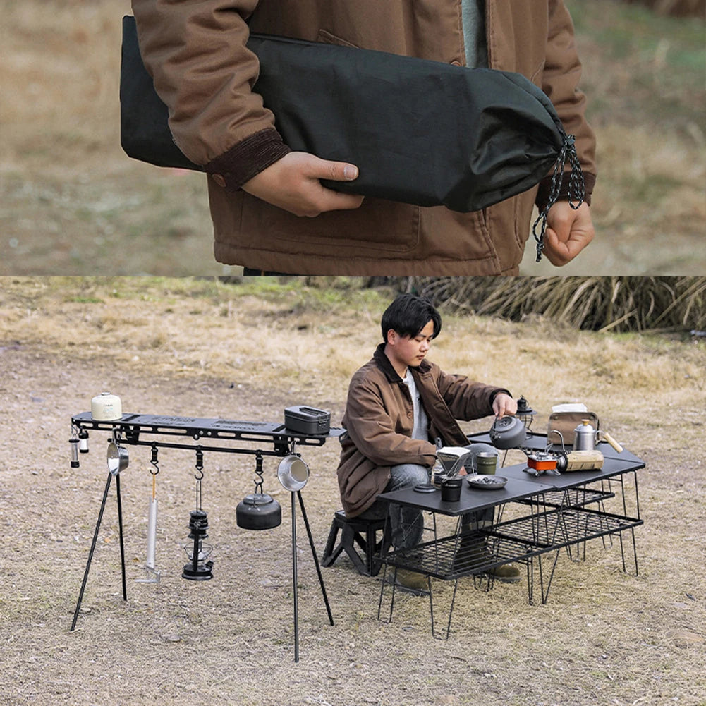 Foldable Camping Tripod Top Plate – High-Strength Hanging Rack with BBQ Holes for Picnics, Hiking & Outdoor Cooking