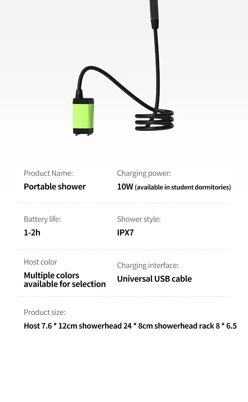 6000mAh Portable Camping Shower Pump Outdoor Shower Kit w/Full Screen Intelligent Digital Display For camping pet bath car wash Trekker Essentials