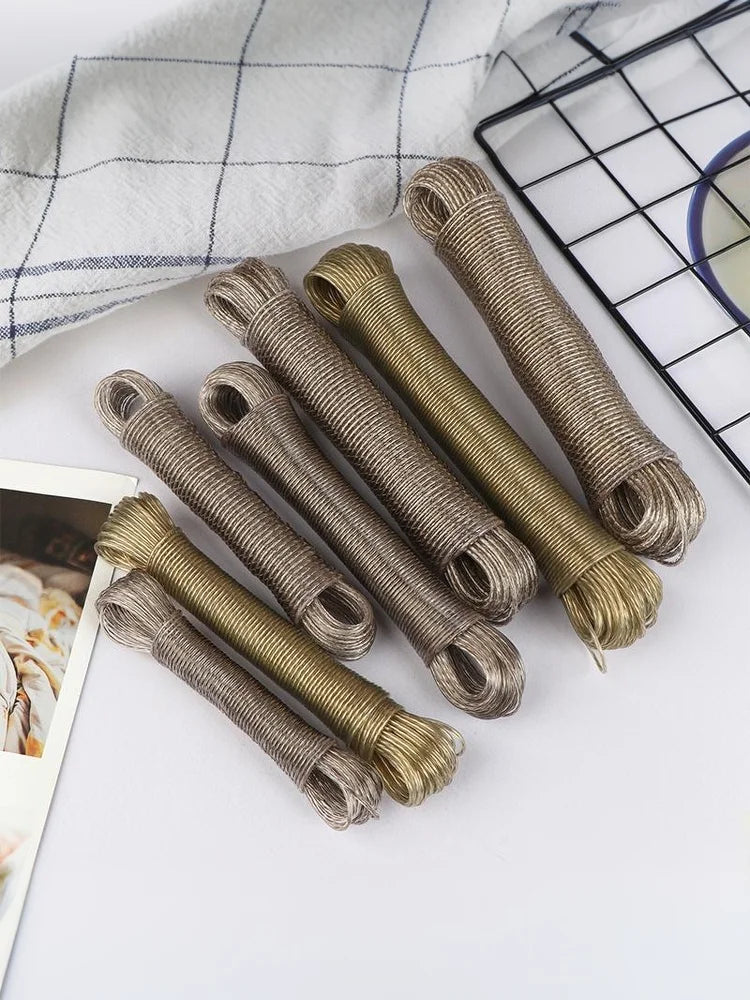 10/20/30/50M PVC Coating Steel Clothesline Outdoor Portable Clothesline Garden Camping Travel Clothes Drying Rope Trekker Essentials