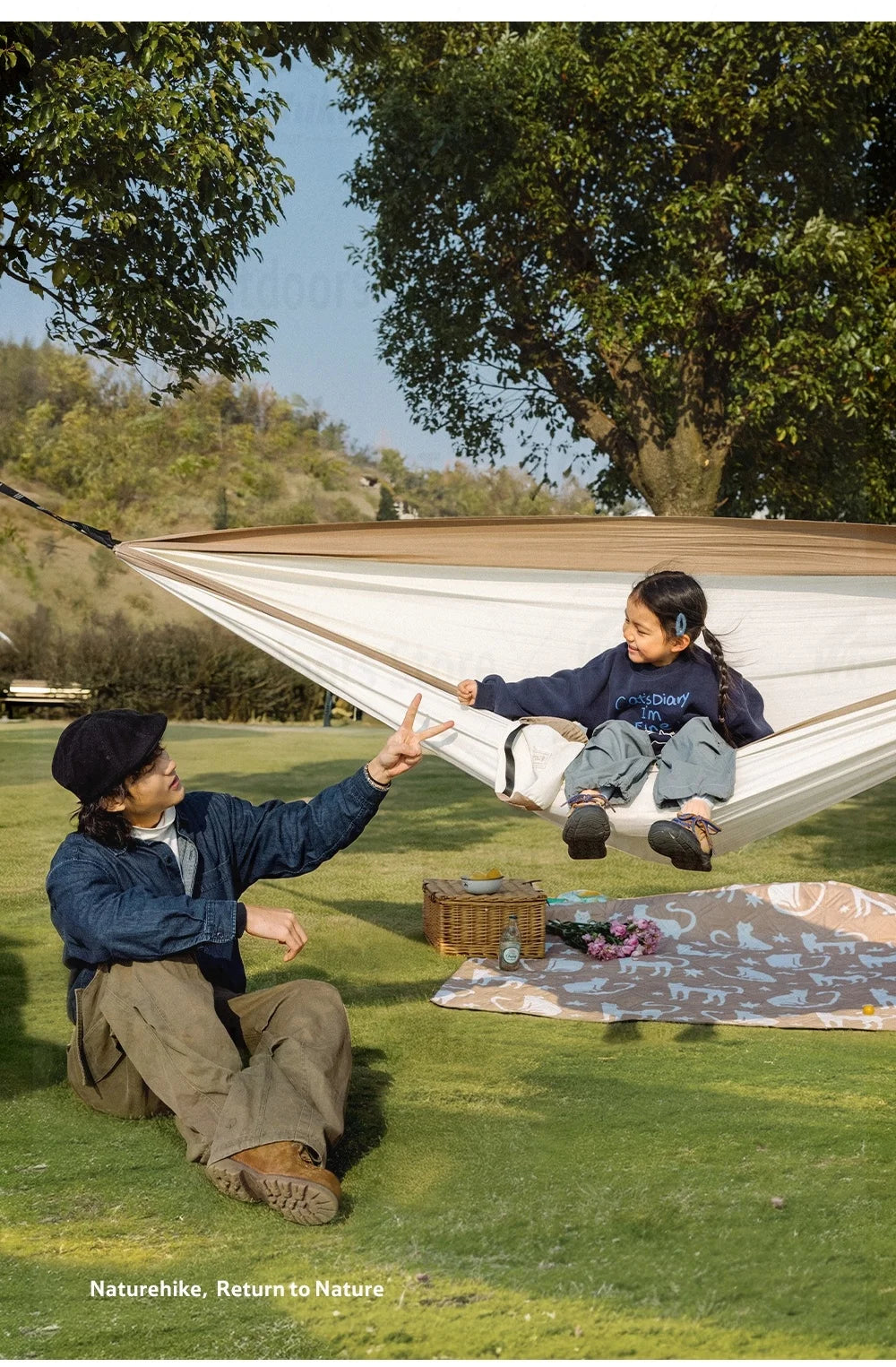 Naturehike Ultralight Swing Hammock Anti-Tip High Load Capacity 200kg for Camping Family Travel 1-2 Person Hanging Sleeping Bed