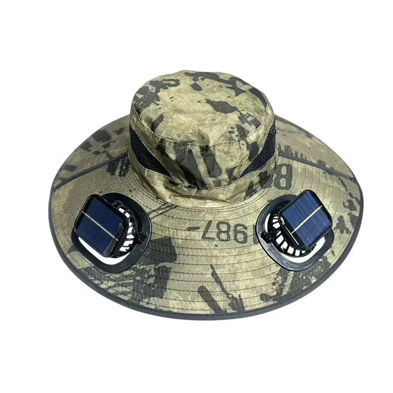 Large Size Quick Dry Bucket Hat With Solar Powered Fan USB Charging Sun Hat For Men Outdoor Hiking Camping Fishing Cooling Wear Trekker Essentials