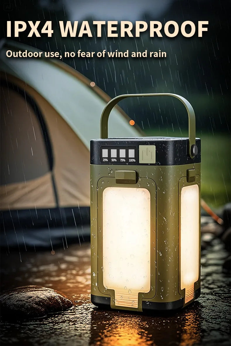 Multifunctional 4-Leaf Foldable Camping Lantern Solar Rechargeable Large Capacity Portable Outdoor Emergency Light Trekker Essentials