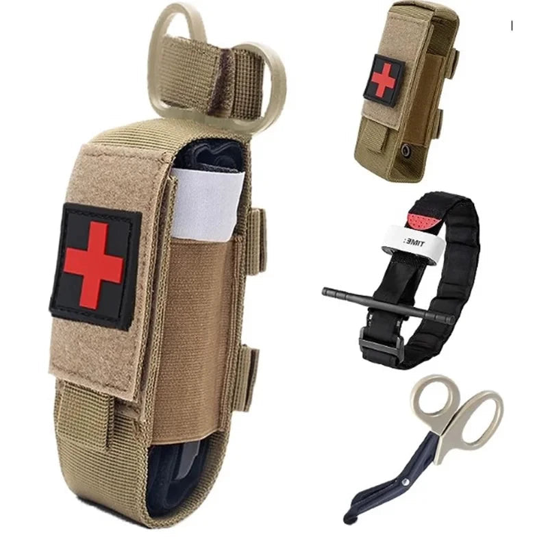 Tactical First Aid Kit Tourniquet Molle Survival Set Pouch Nursing Holder Medical Gear Scissors Bag RescueTool Outdoor Equipment Trekker Essentials