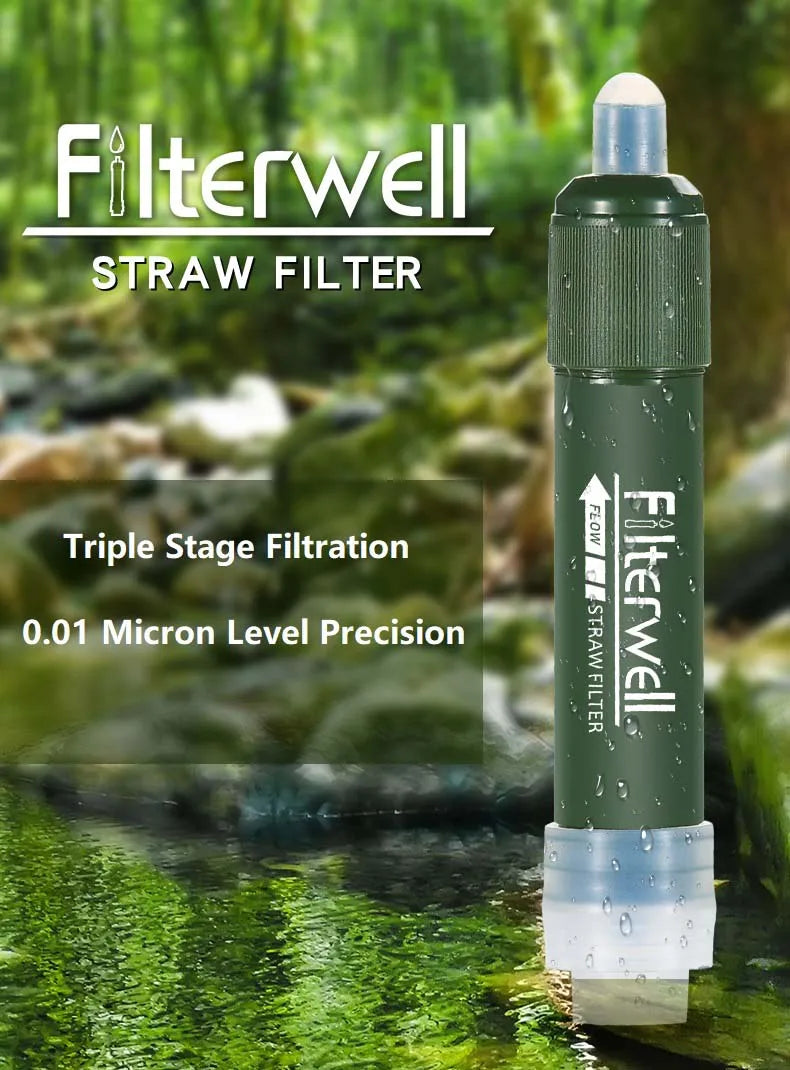 Mini Survival Water Filter Straw – Portable Carbon Water Purifier for Camping, Hiking & Emergency Preparedness Trekker Essentials