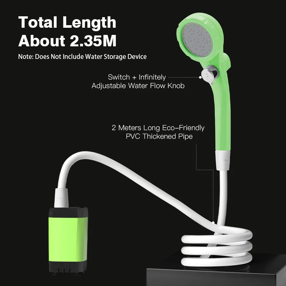 6000mAh Portable Camping Shower Pump Outdoor Shower Kit w/Full Screen Intelligent Digital Display For camping pet bath car wash Trekker Essentials