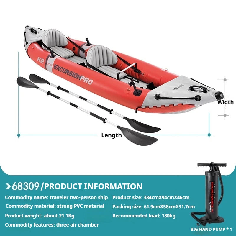 Heavy-Duty 1-3 Person Inflatable Boat: Fishing Dinghy with Detachable Seats & Foldable Kayak Design