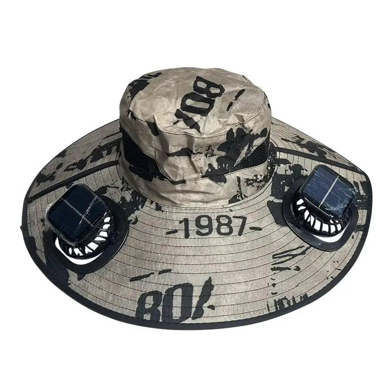 Large Size Quick Dry Bucket Hat With Solar Powered Fan USB Charging Sun Hat For Men Outdoor Hiking Camping Fishing Cooling Wear Trekker Essentials