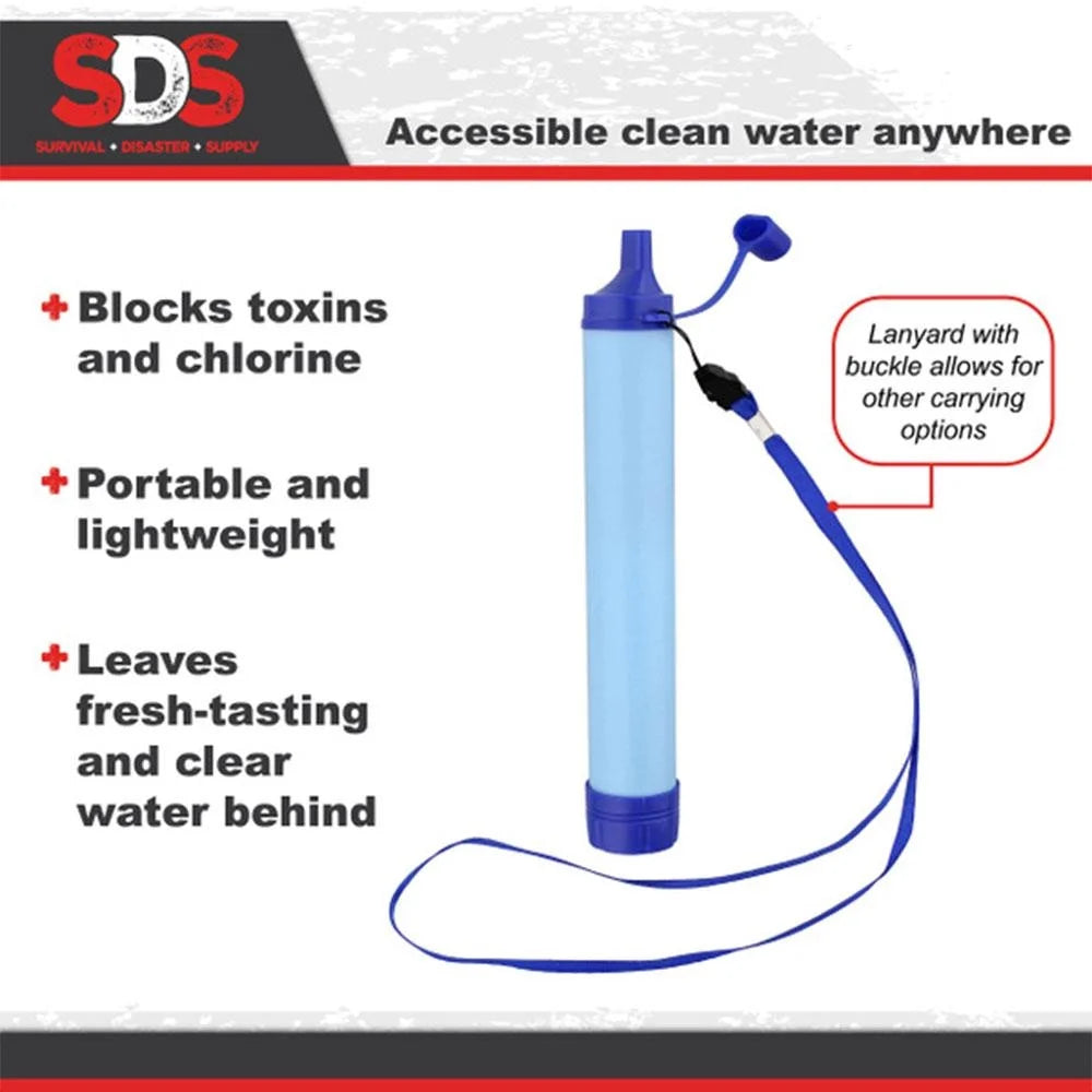 Portable Water Filter Straw – Outdoor Water Purifier for Camping, Hiking & Emergency Survival Trekker Essentials