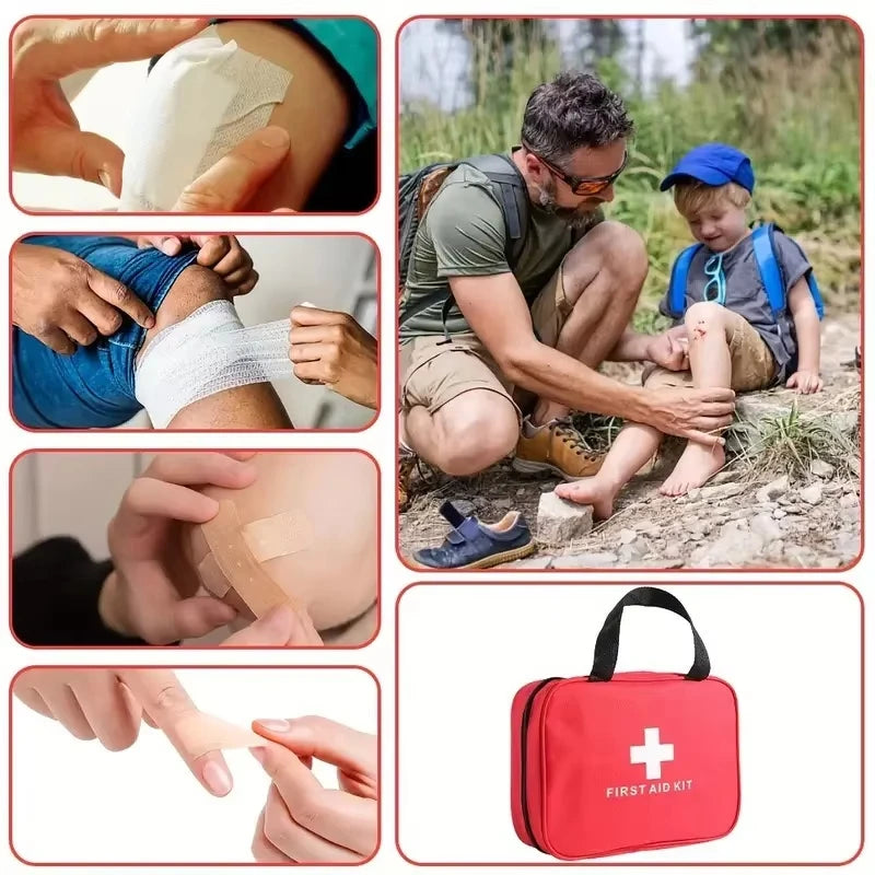 184pcs First Aid Kit, Multi-purpose Emergency Medical Supplies Portable Medical Bag, For Outdoor Hiking, Camping And More Rescue Trekker Essentials