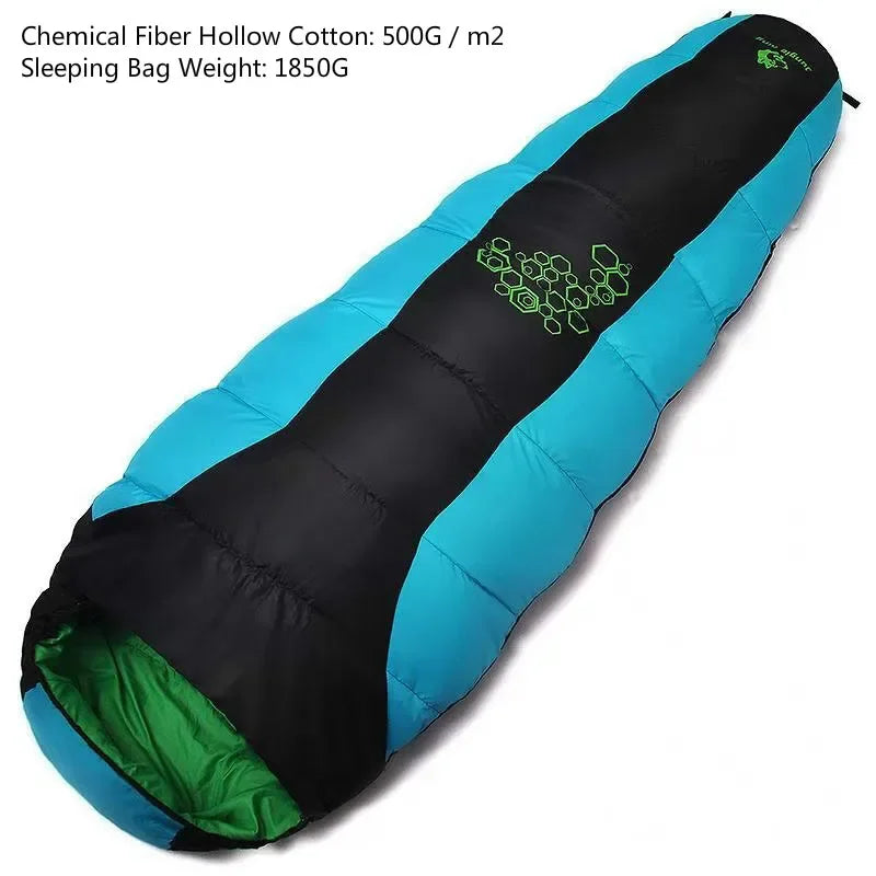 Thickened Cotton Sleeping Bag for Winter: 4-Season Mummy Bag with Adjustable Temperature Ratings