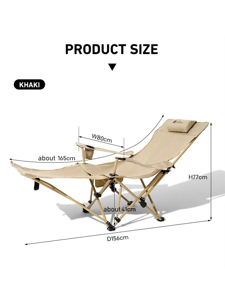 BRS 2-in-1 Reclining Camping Chair Lightweight Folding Camping Lounge Chair with Adjustable Backrest & Footrest for Beach Trekker Essentials
