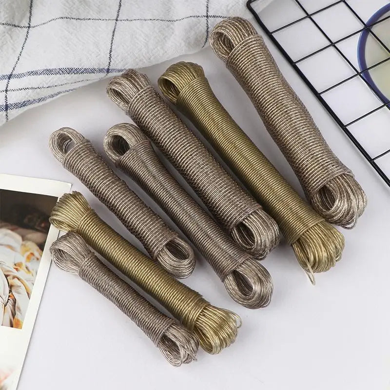 10/20/30/50M PVC Coating Steel Clothesline Outdoor Portable Clothesline Garden Camping Travel Clothes Drying Rope Trekker Essentials