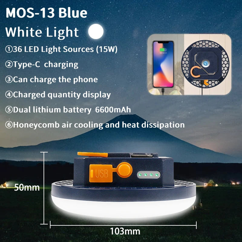 9900mAh Rechargeable Camping Lantern: Ultra-Bright LED Work Light with Magnet & Power Bank