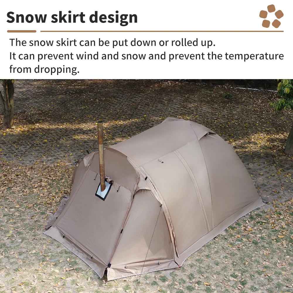 2 Person Hot Tent with Stove Jack – 4 Season Waterproof Camping Tent with Snow Skirt & Extended Vestibule Trekker Essentials