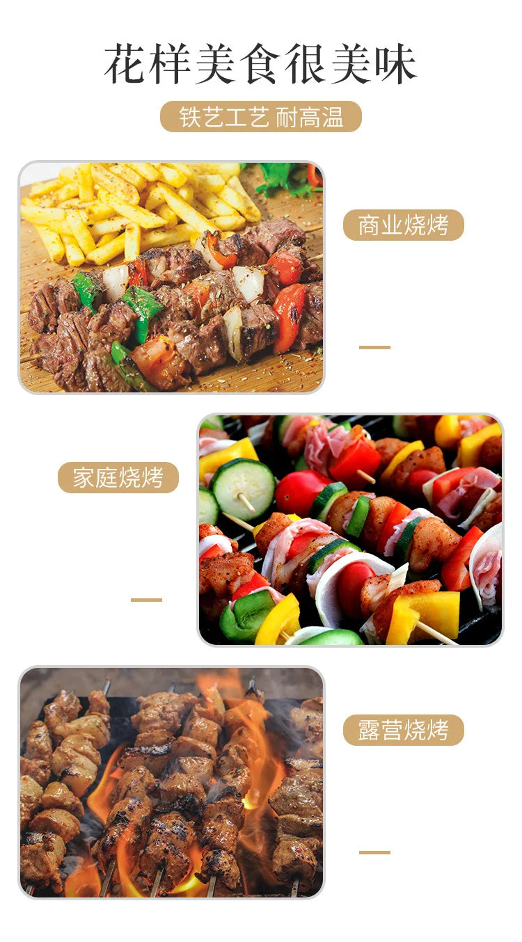 Pinza de malla antiadherente para barbacoa con mango de madera para camping