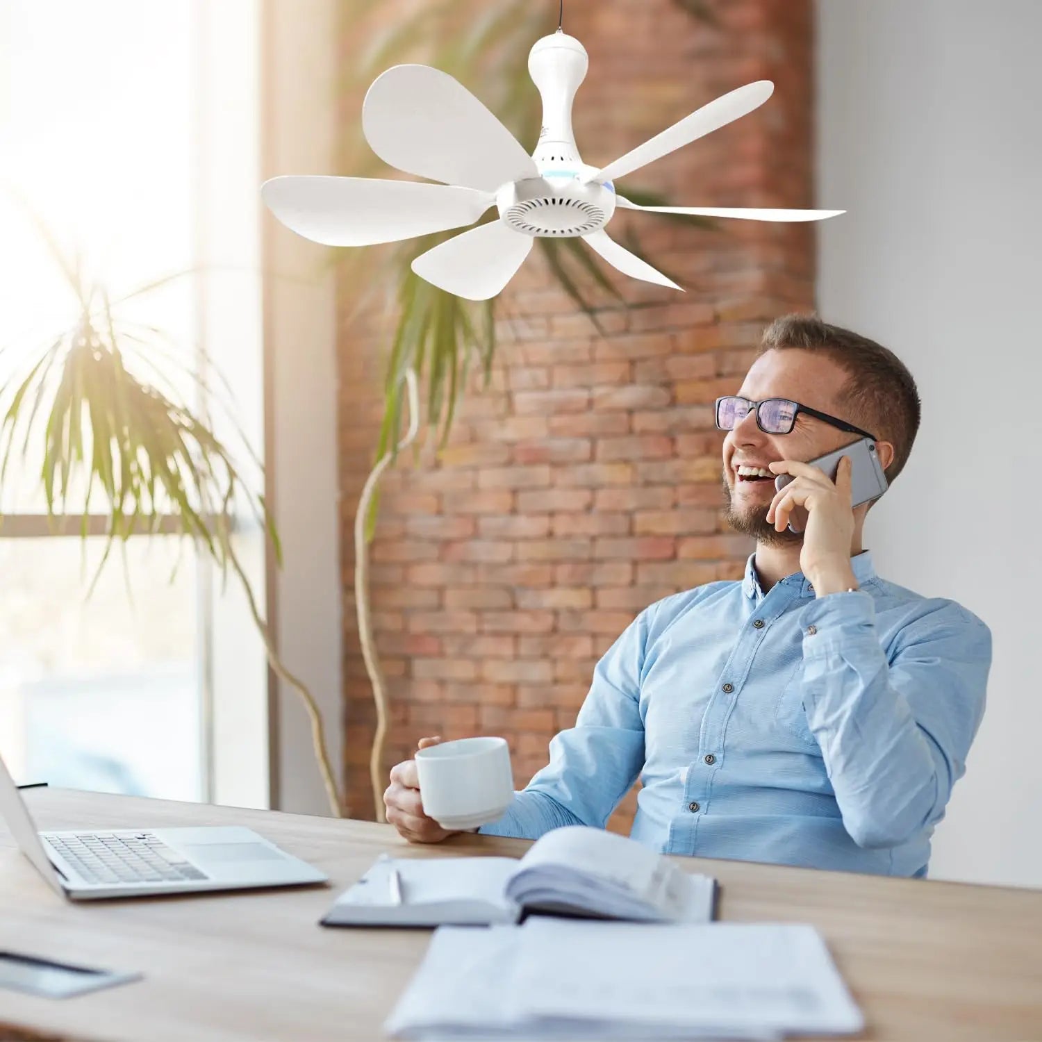 Ventilador de techo de 6 aspas con alimentación USB y control remoto: ventilador colgante silencioso para camping y dormitorios